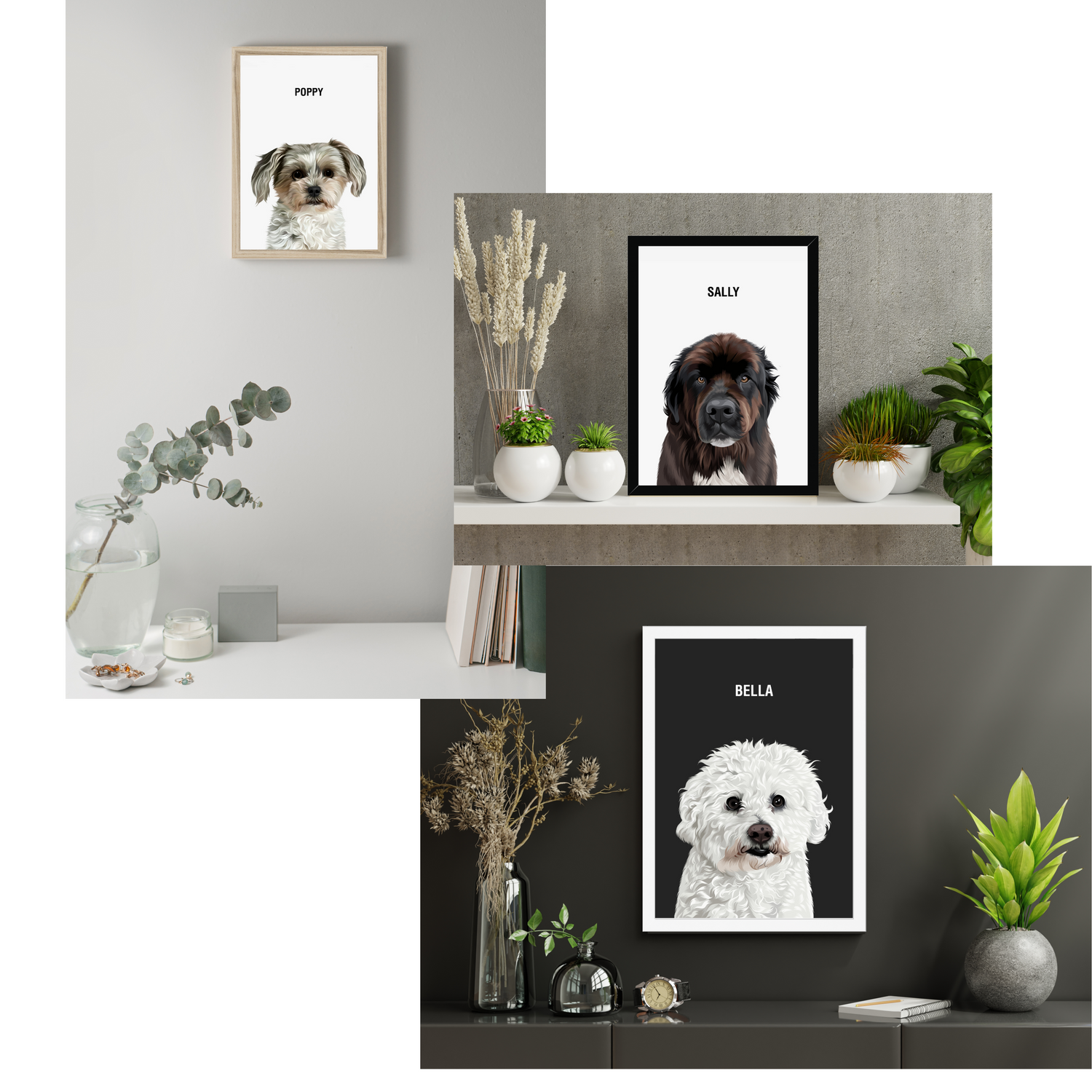 Custom dog portrait painting from photo - personalized pet art on canvas