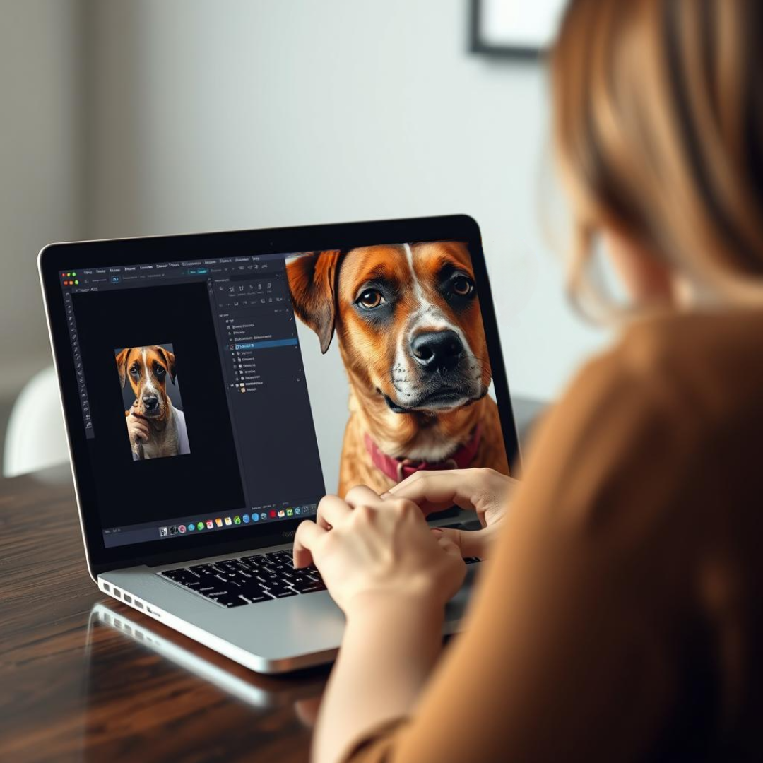 Custom pet portrait displayed in modern living room - personalized wall art decor